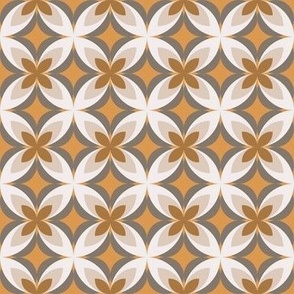 498 - Small scale pumpkin spice, taupe, grey and cream warm neutral modern bold stylized symmetry geometric frangipane floral for wallpaper, retro duvet and sheet sets, vintage table cloths, mid-century modern curtains and pillows