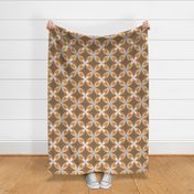 498 - Large scale pumpkin spice, taupe, grey and cream warm neutral modern bold stylized symmetry geometric frangipane floral for wallpaper, retro duvet and sheet sets, vintage table cloths, mid-century modern curtains and pillows