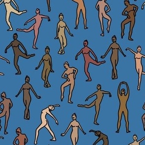 naked dancing bodies on blue