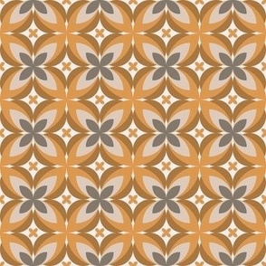 501 - Small scale pumpkin spice, taupe, grey and cream warm neutral modern bold stylized symmetry geometric frangipane floral for wallpaper, retro duvet and sheet sets, vintage table cloths, mid-century modern curtains and pillows