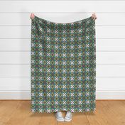 501 - Large scale fresh olive green, baby pink and turquoise modern bold stylized symmetry geometric frangipane floral for wallpaper, retro duvet and sheet sets, vintage table cloths, mid-century modern curtains and pillows