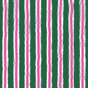 Christmas Stripes Emerald Green White and Hot Pink