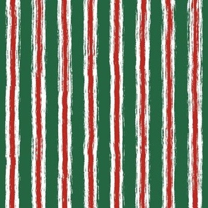 Christmas Stripes Emerald Green White and Poppy Red