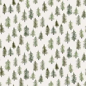 463 $ -  Mini micro small scale Pine tree wilderness forest on  snowy hill - For cabin cozy baby nursery wallpaper, cot sheets, children’s winter Xmas pjs, kids and adults pyjamas/pajamas, patchwork, quilting, festive table napkins and table runners