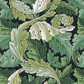 William Morris Acanthus Leaves Green Medium