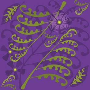  Passion Flowers & Ferns on Purple