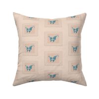 Butterfly - slate blue/pink/white