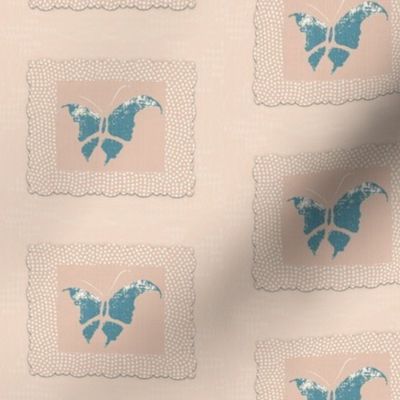 Butterfly - slate blue/pink/white