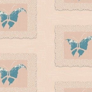 Butterfly - slate blue/pink/white