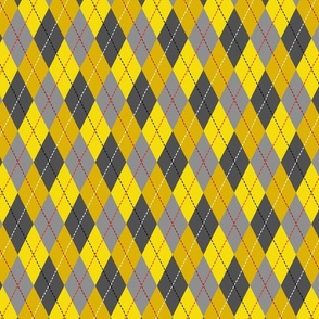 Argyle - Grey and Yellow with red