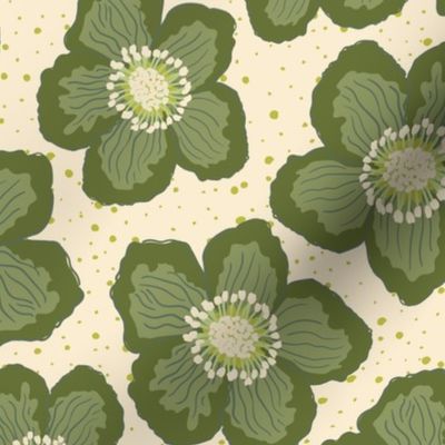 Hellebore Harmony - Dark Olive Green