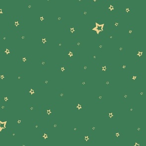 Christmas stars brush art on green  xl -wallpaper, bedding