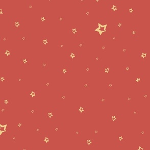 Christmas stars brush art on red  xl - wallpaper, bedding