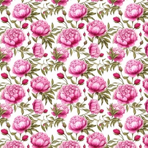 Deep Pink Peonies- Elegant Victorian Floral