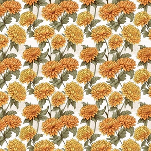 Golden Yellow Midcentury Style Chrysanthemums