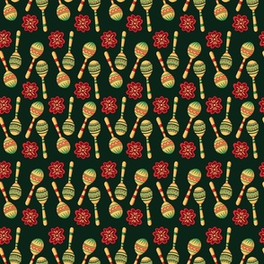 Mexican Maraca and Florals Seamless Pattern