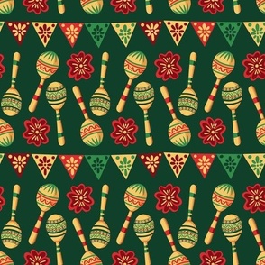 Mexican Maraca Festive Seamless Pattern on Black Background