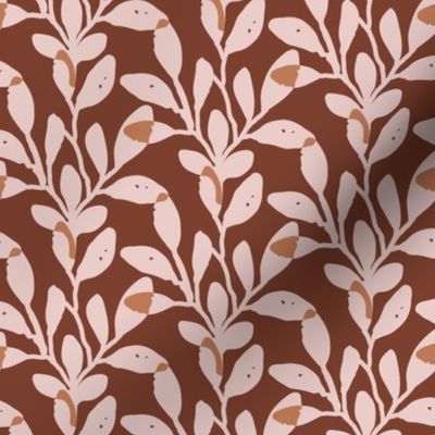 Organic Jungle Leaves in Pink Brown | Overlapping Abstract Botanicals with Texture