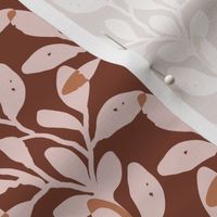 Organic Jungle Leaves in Pink Brown | Overlapping Abstract Botanicals with Texture