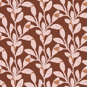 Organic Jungle Leaves in Pink Brown | Overlapping Abstract Botanicals with Texture