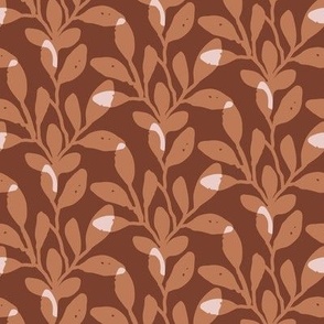 Organic Jungle Leaves in Brown  | Overlapping Abstract Botanicals with Texture