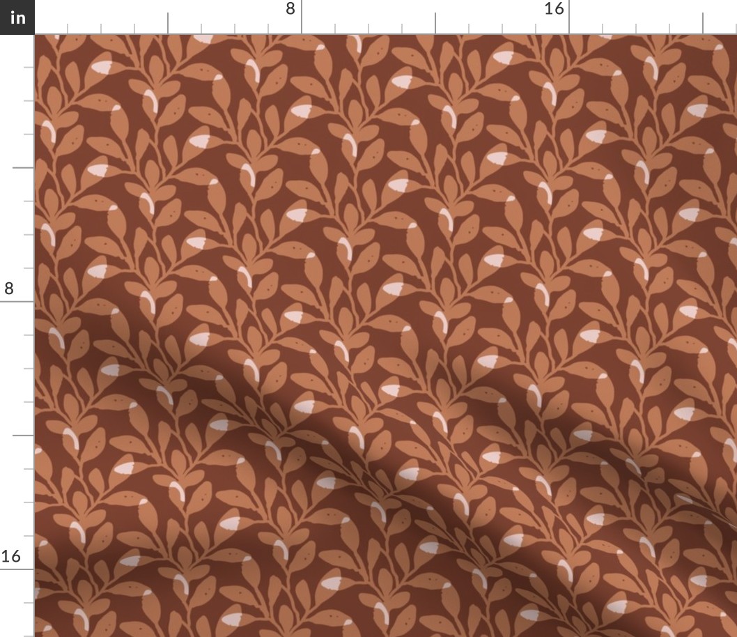 Organic Jungle Leaves in Brown  | Overlapping Abstract Botanicals with Texture