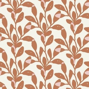 Organic Jungle Leaves in Pink Cinnamon |  Abstract Botanicals with Texture