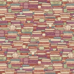 Book Stacks and Tea, 70s inspired colours, small