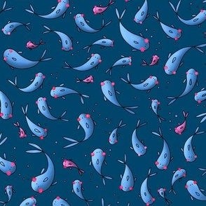 Cute Fishes - Dark Blue