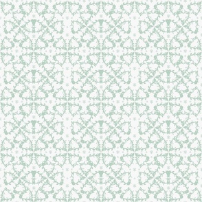 Hand Drawn Abstract Winter Foliage And Snowflakes Mint Green On Off White Small