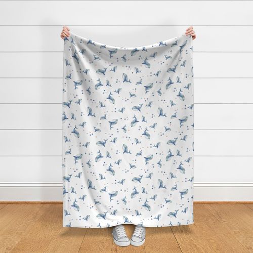 Floral whales large scale white color