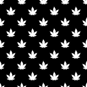 Bigger Scale Cannabis Marijuana Leaves White on Black