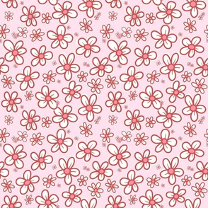Daisies Fabric – pink and red, Daisy, Spring, Ditsy Floral, Valentines Daisies
