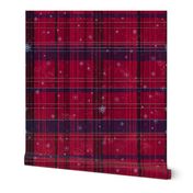 Scruffy style tartan in reds, blues and purples “It is the season for festive tartan”