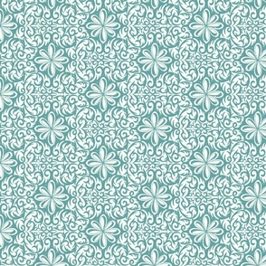 Victorian Trellis Elegance: Ornate Teal Floral Print