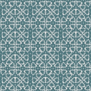 Hand Drawn Abstract Winter Foliage And Snowflakes Teal And Off White Small