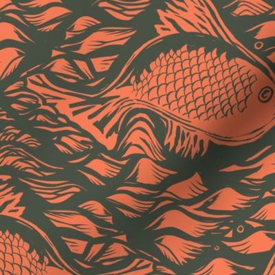 Orange Fish on Grey