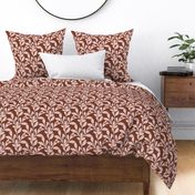 Maxi Organic Jungle Leaves inPink Brown | Block Printed Abstract Botanicals with Texture