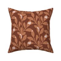 Maxi Organic Jungle Leaves in Brown | Block Printed Abstract Botanicals with Texture