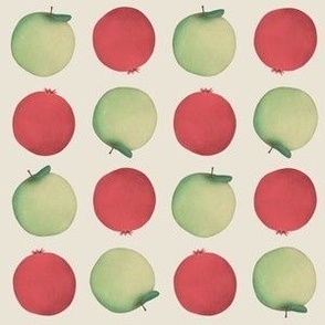 pom pomme - green apples and red pomegranates - vintage fruit // small scale