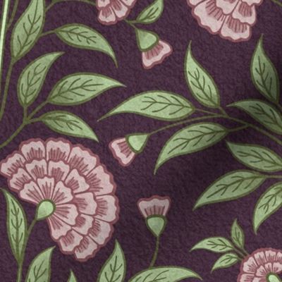 Carnations Arts and Crafts Trailing Floral in Kalamata Med Large 