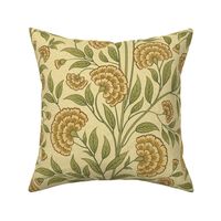 Carnations Arts and Crafts Trailing Floral in Golden Bounty Med Large 