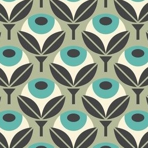 3014 B Small - retro floral buds