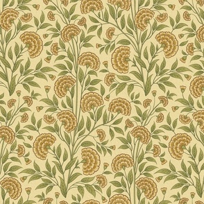 Carnations Arts and Crafts Trailing Floral in Golden Bounty Medium 