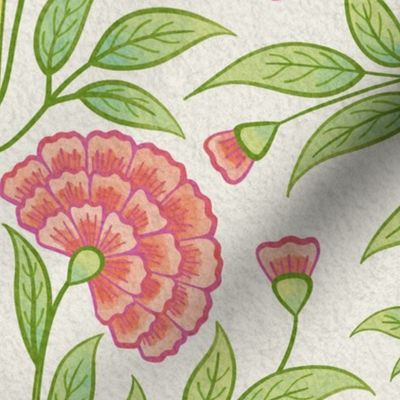 Carnations Arts and Crafts Trailing Floral in Bijou Large 