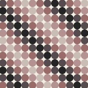 micro scale // diagonal rainbow dots - copper rose_ creamy white_ dusty rose_ purple brown_ raisin black_ silver rust - circles in stripes geometric