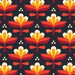 3017 A Small - midcentury modern lilies