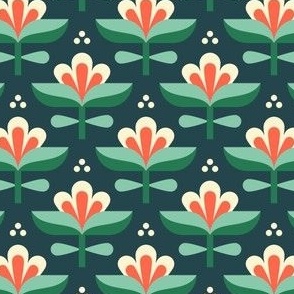 3017 D Small - midcentury modern lilies