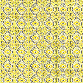 Whimsy Ikat- Black Yellow-Small Scale