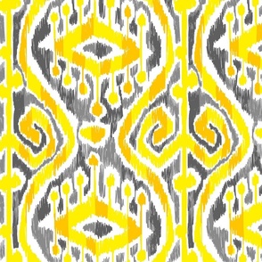 Whimsy Ikat- Black Yellow-Large Scale